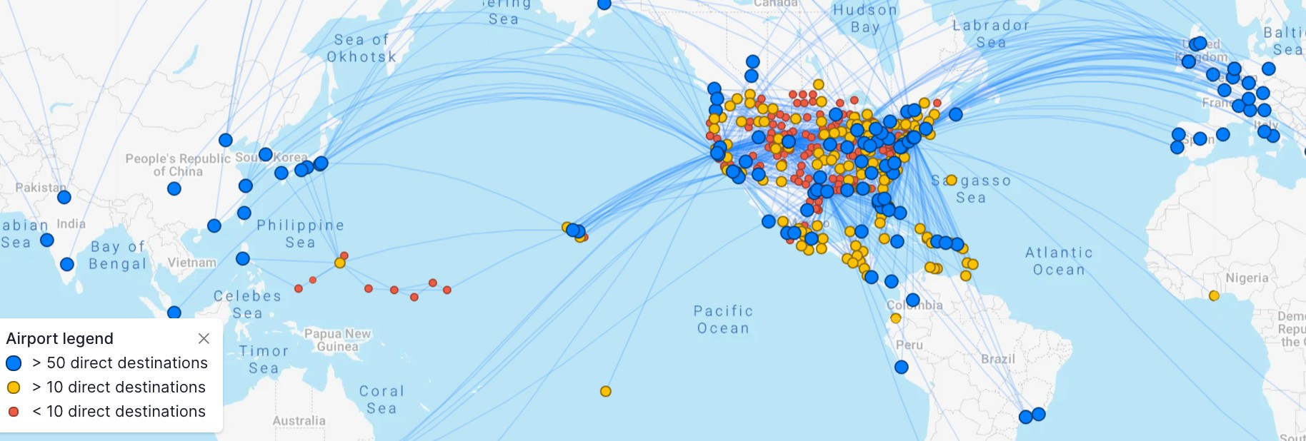 United Airlines route map