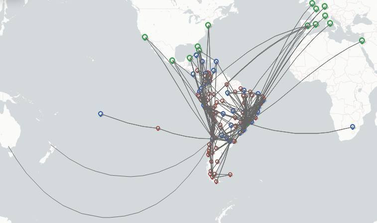 LATAM Airlines Colombia route map