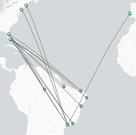LATAM Cargo Brasil route map