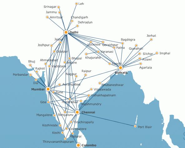 Jet Airways route map