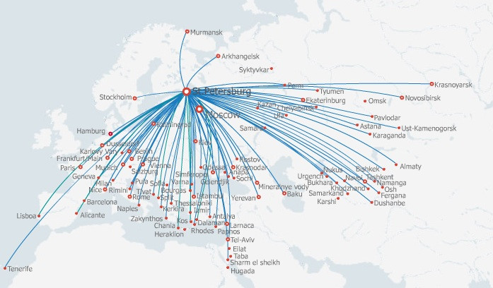Rossiya Airlines route map