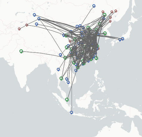 Shandong Airlines route map