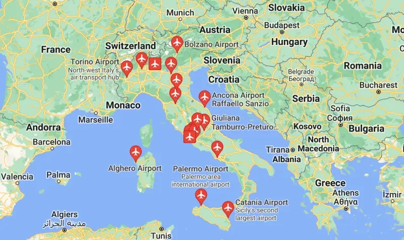 Italy Airports map