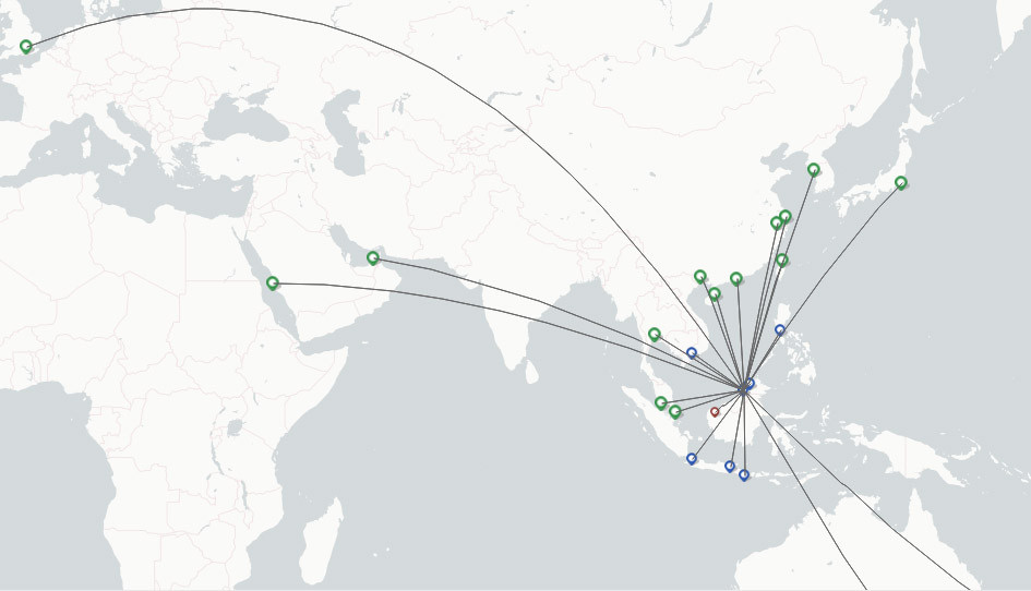 Royal Brunei Airlines route map