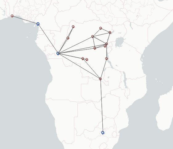 Congo Airways route map