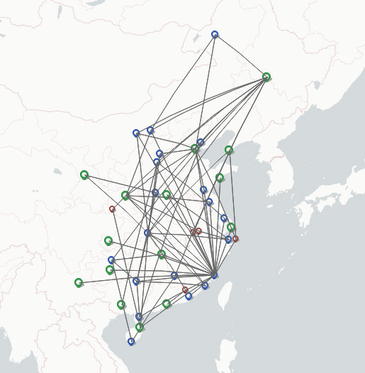 Fuzhou Airlines route map