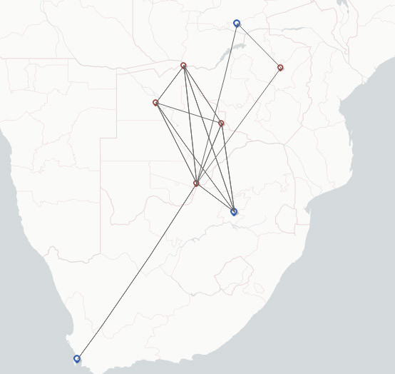 Air Botswana route map