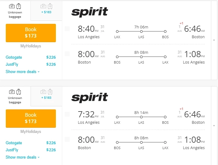 Cheap Flights From Los Angeles(LAX) to Boston(BOS)