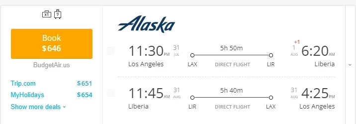 Direct Flights from Los Angeles(LAX) to Liberia(LIR)