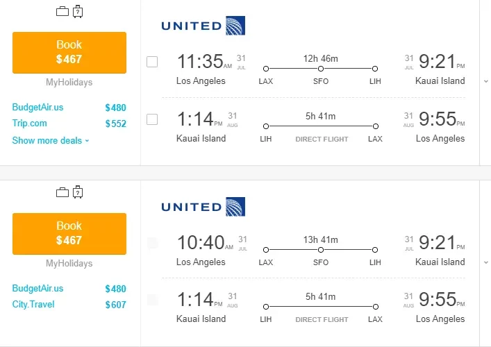 Cheap Flights from Los Angeles(LAX) to Kauai Island(LIH)