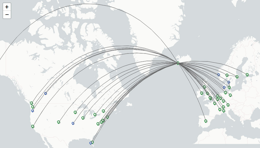 Icelandair route map