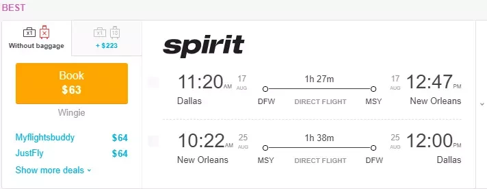 Direct Flights from Dallas to New Orleans