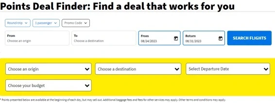 Spirit Airlines Flight booking tab