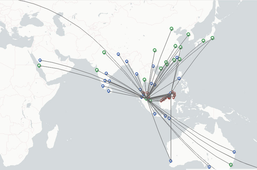 Malaysia Airlines route map