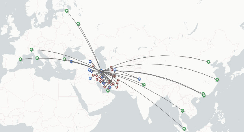 Mahan Air route map