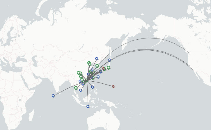 Hong Kong Air Cargo route map