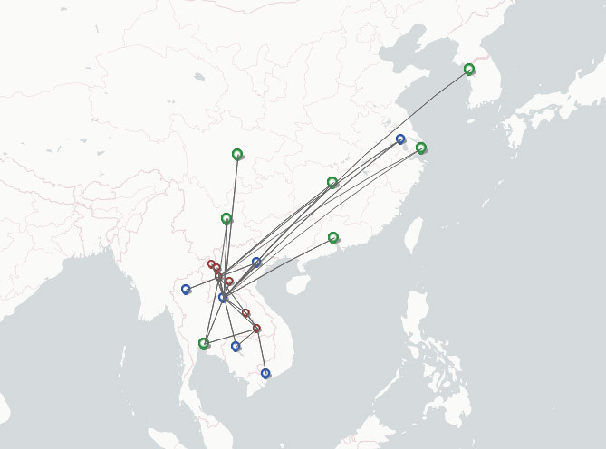 Lao Airlines route map
