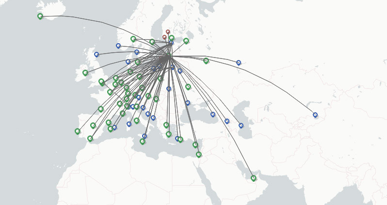 Air Baltic route map