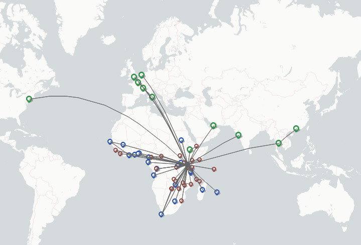 Kenya Airways route map