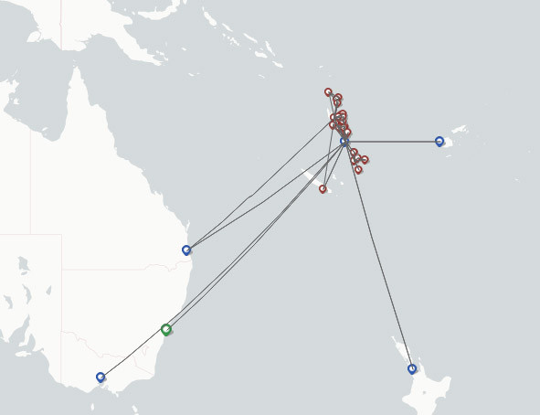 Air Vanuatu route map