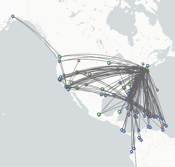 JetBlue Airways route map