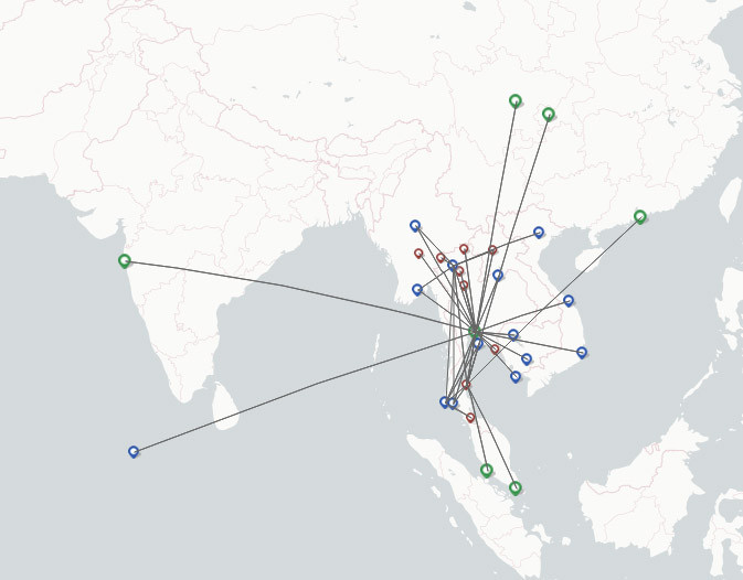 Bangkok Airways route map