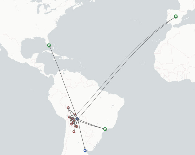 Boliviana de Aviación route map
