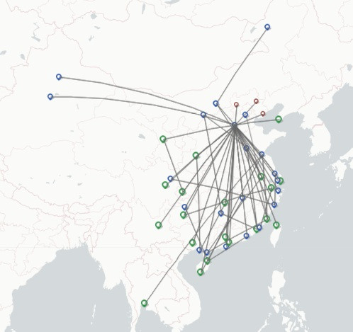 Hebei Airlines route map