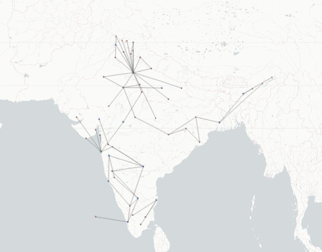 Air India route map