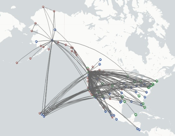 Alaska Airlines route map