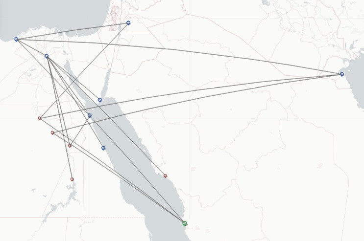 FlyEgypt route map