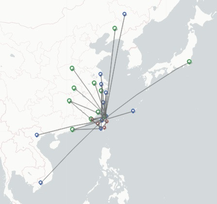 Mandarin Airlines route map
