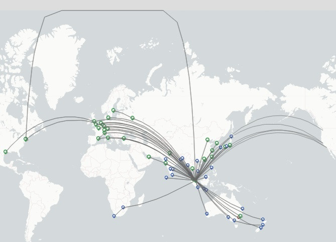Singapore Airlines route map